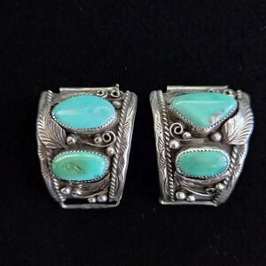 Justin Morris Navajo Sterling Silver Filled Turquoise Men's Watch Tips